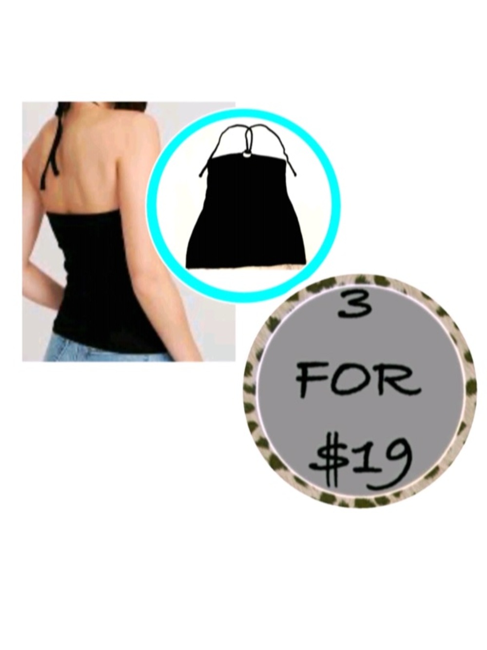 3/$19 Banana Republic black half shelf tank top blouse